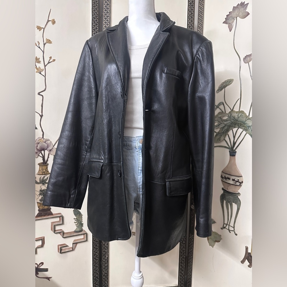 Adler Authentic Men’s Black Lambskin Leather Blazer Jacket – Size 40